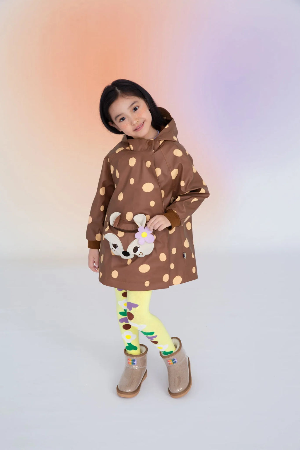 Poco Blush Deer Spot Mid-Length Raincoat