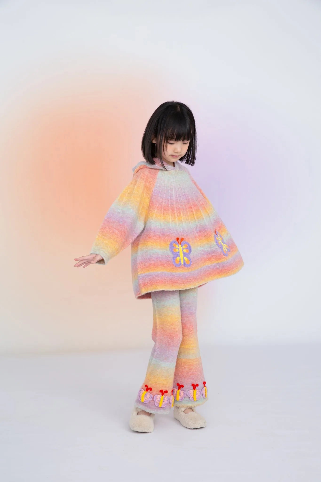 Poco Blush Butterfly Gradient Knit Pants