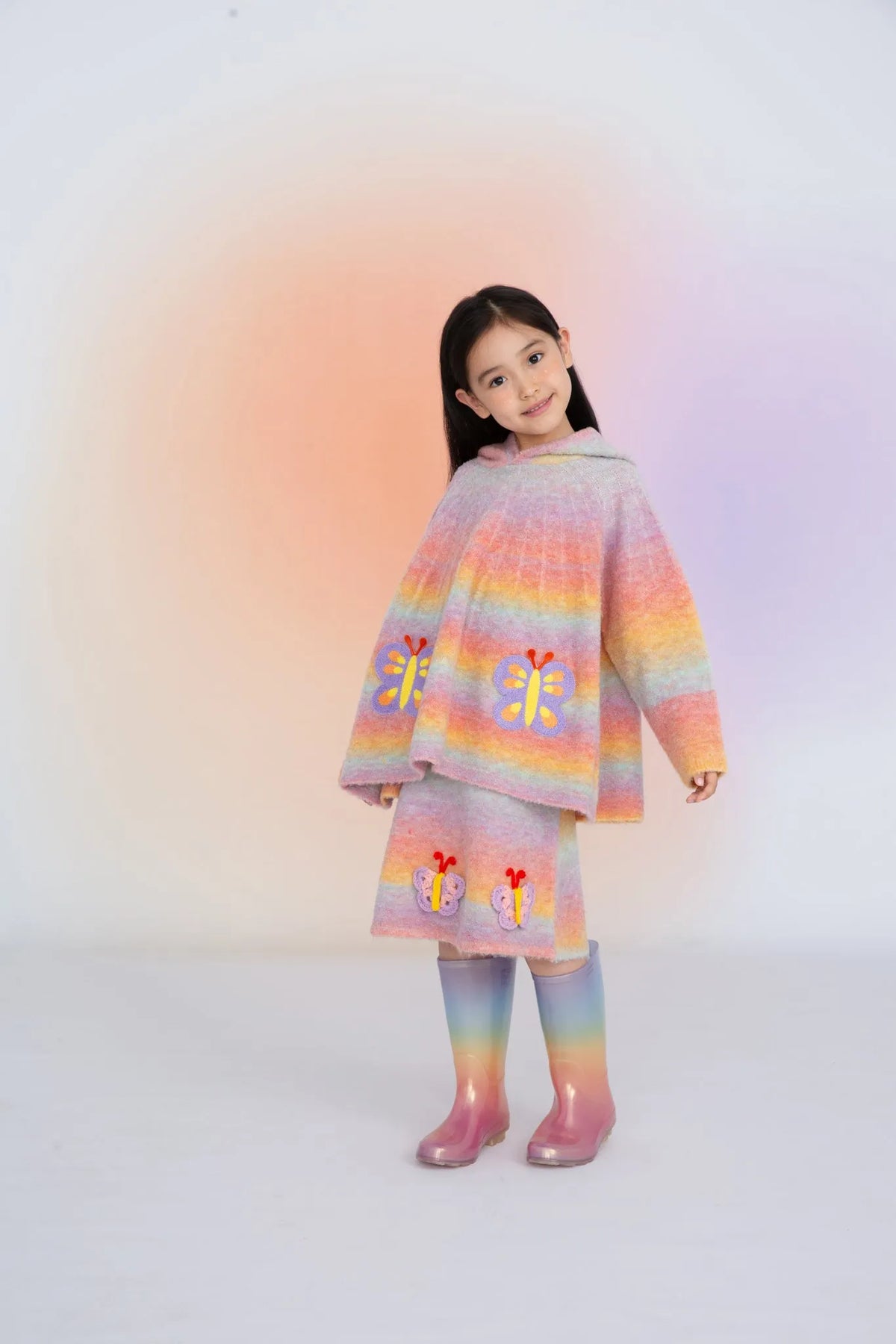 Poco Blush Butterfly Gradient Knit Skirt