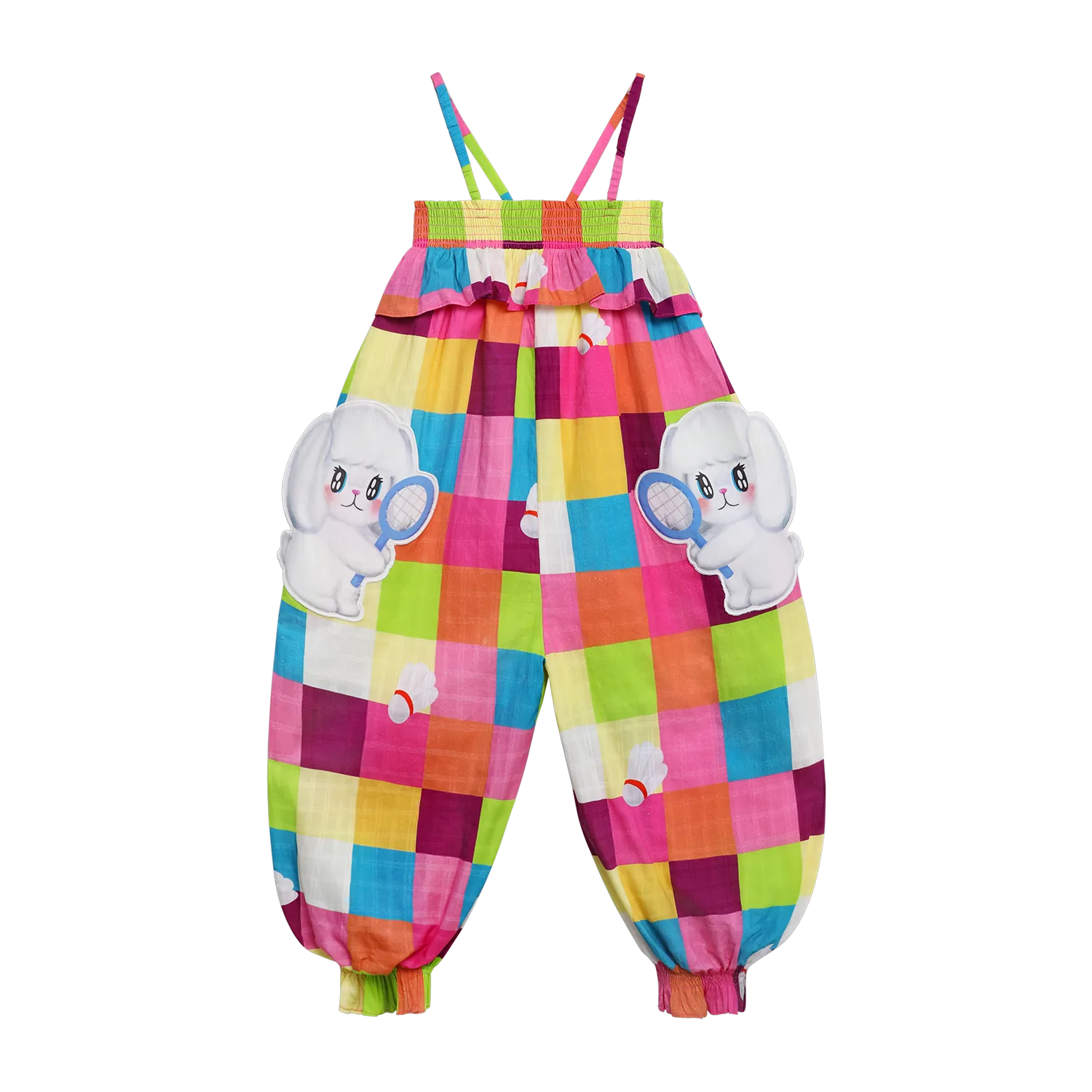 Poco Blush Rainbow Check Sports Romper