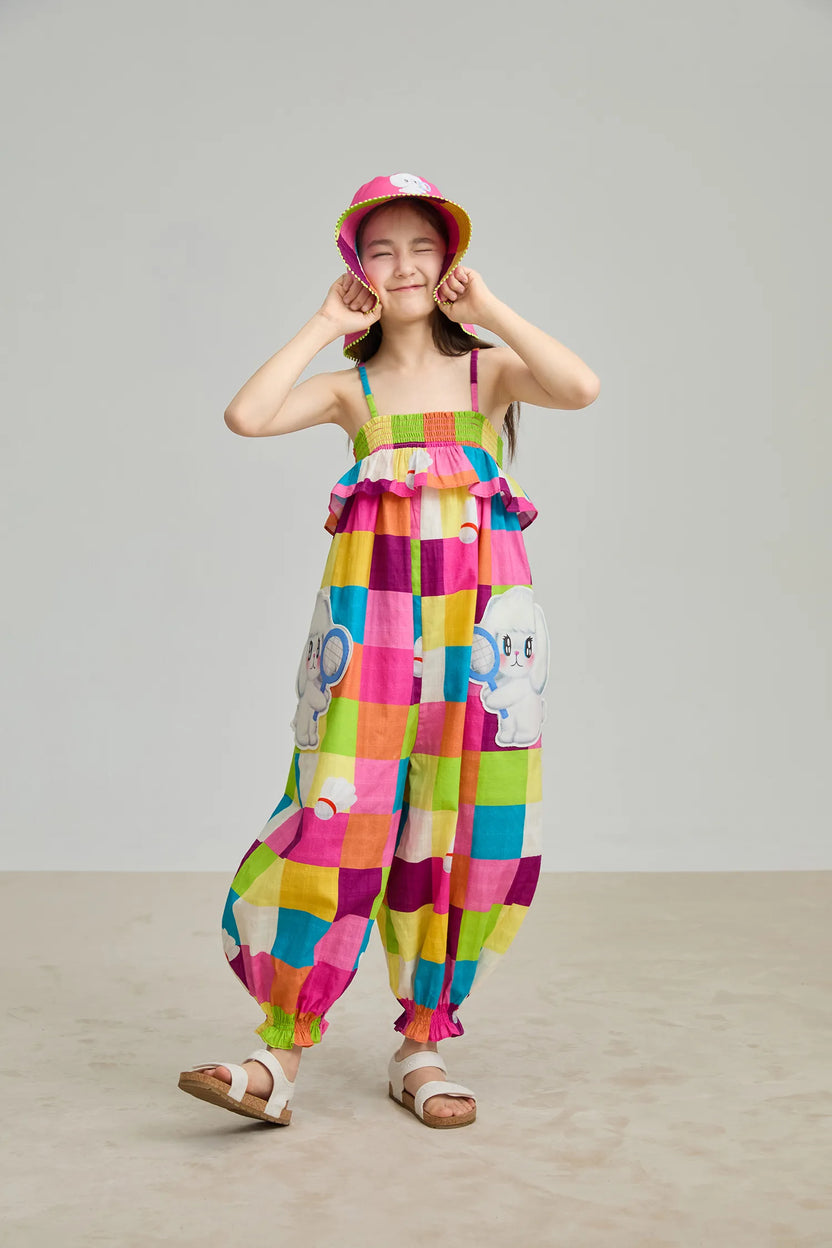 Rainbow Check Sports Romper by Poco Blush, image 15