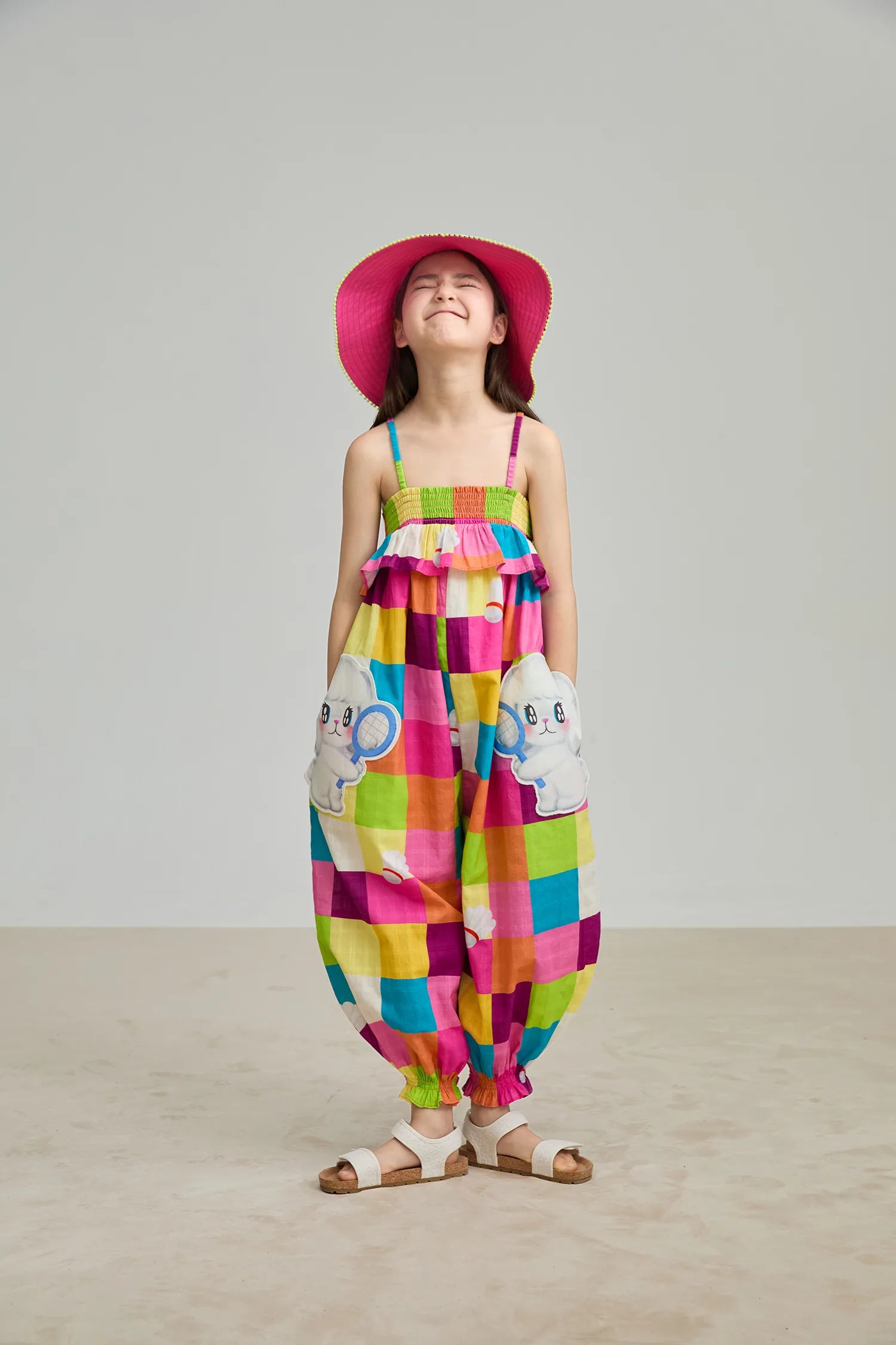Poco Blush Rainbow Check Sports Romper