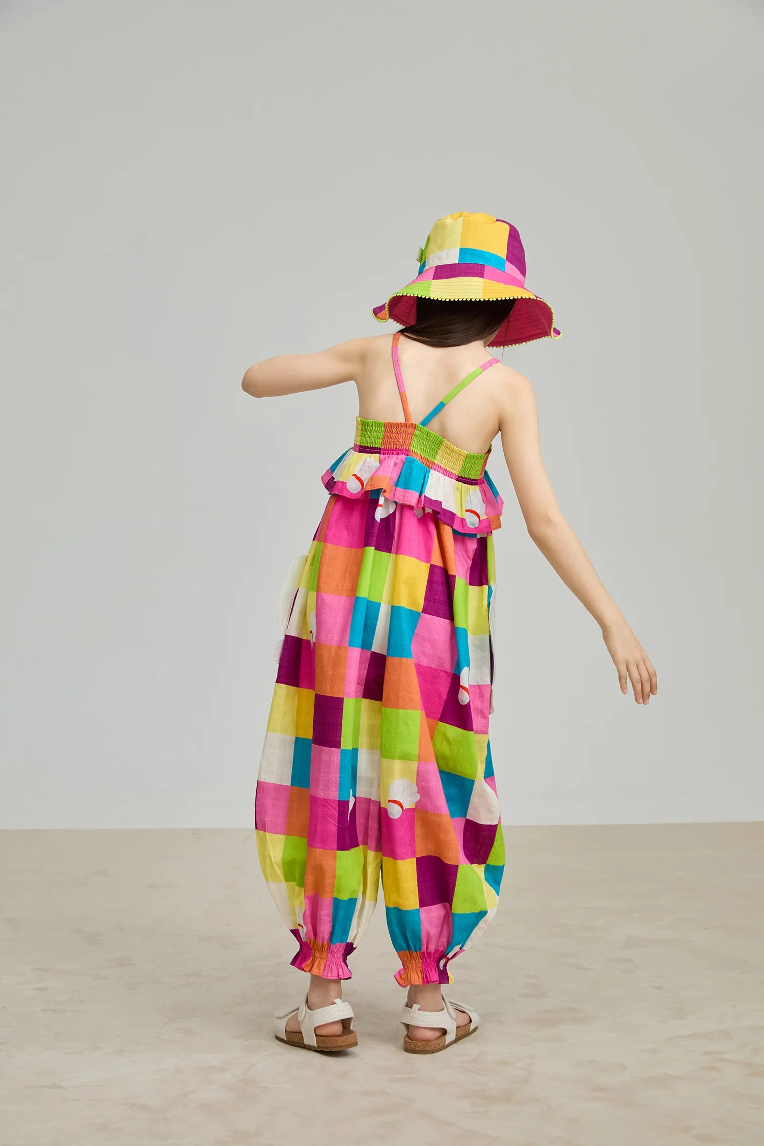 Poco Blush Rainbow Check Sports Romper