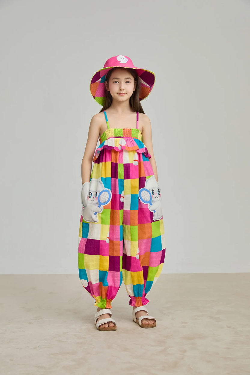 Rainbow Check Sports Romper by Poco Blush, image 7
