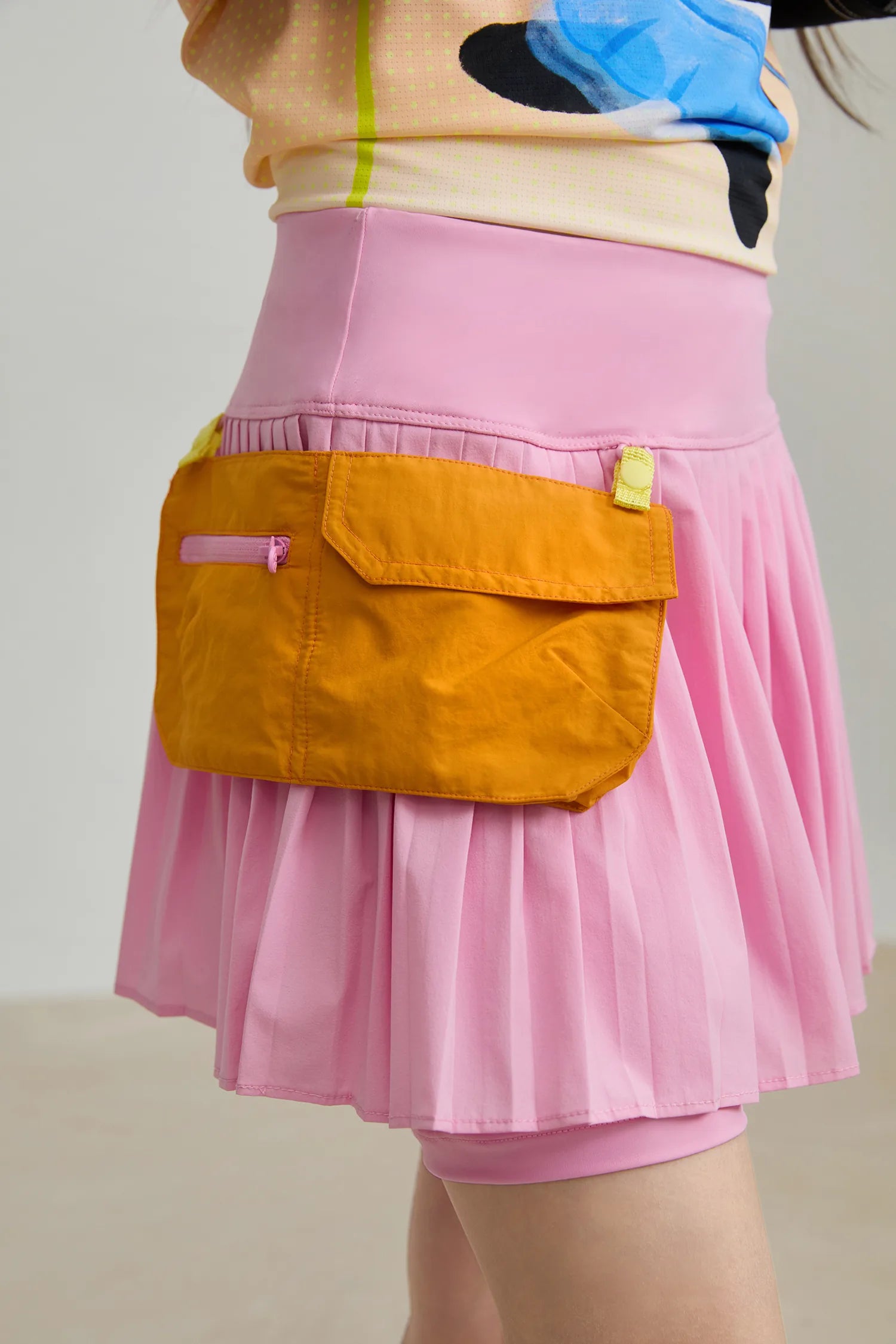 Poco Blush Pleated Skort with Detachable Belt Bag