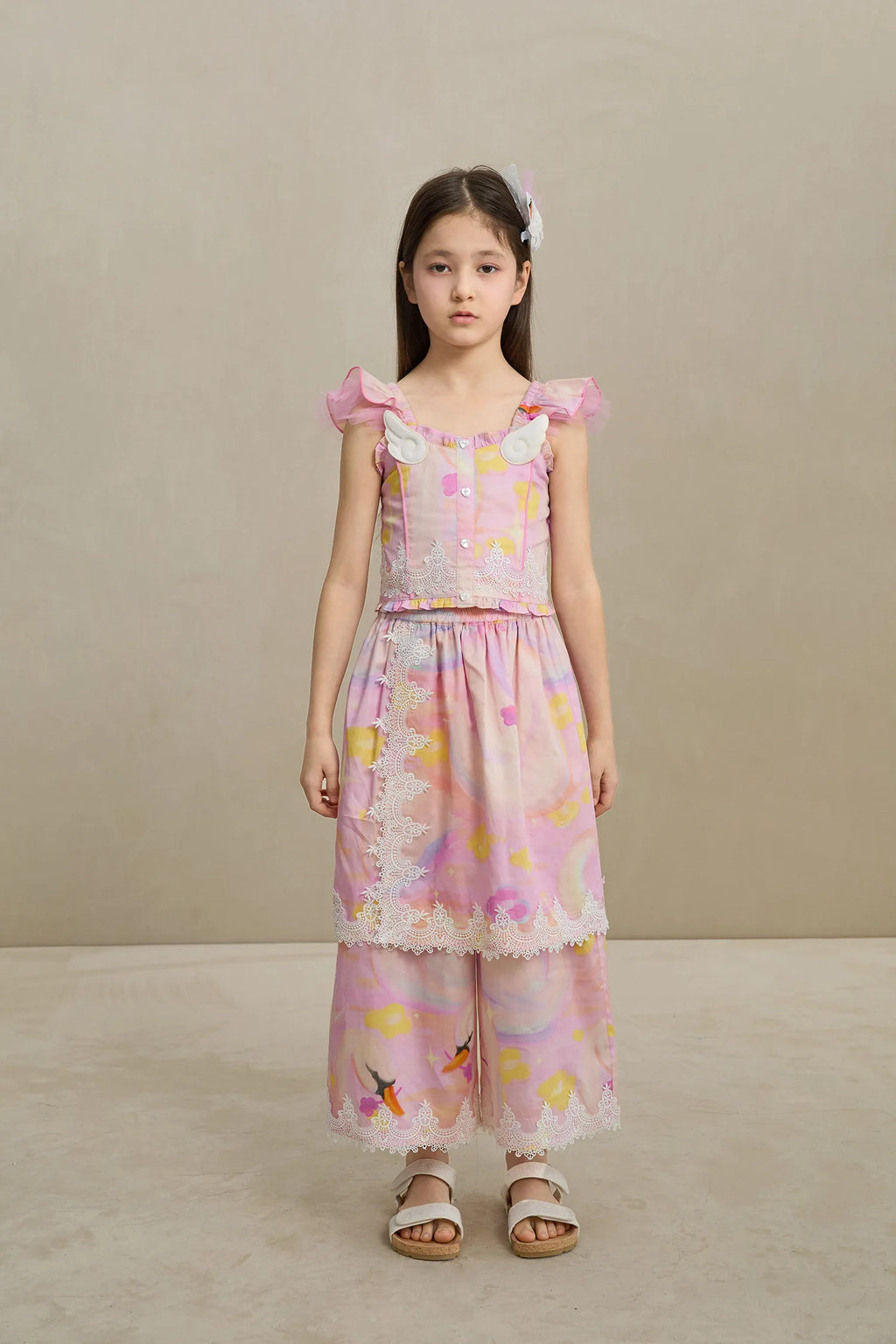 Poco Blush Swan Wing Smocked Strap Top