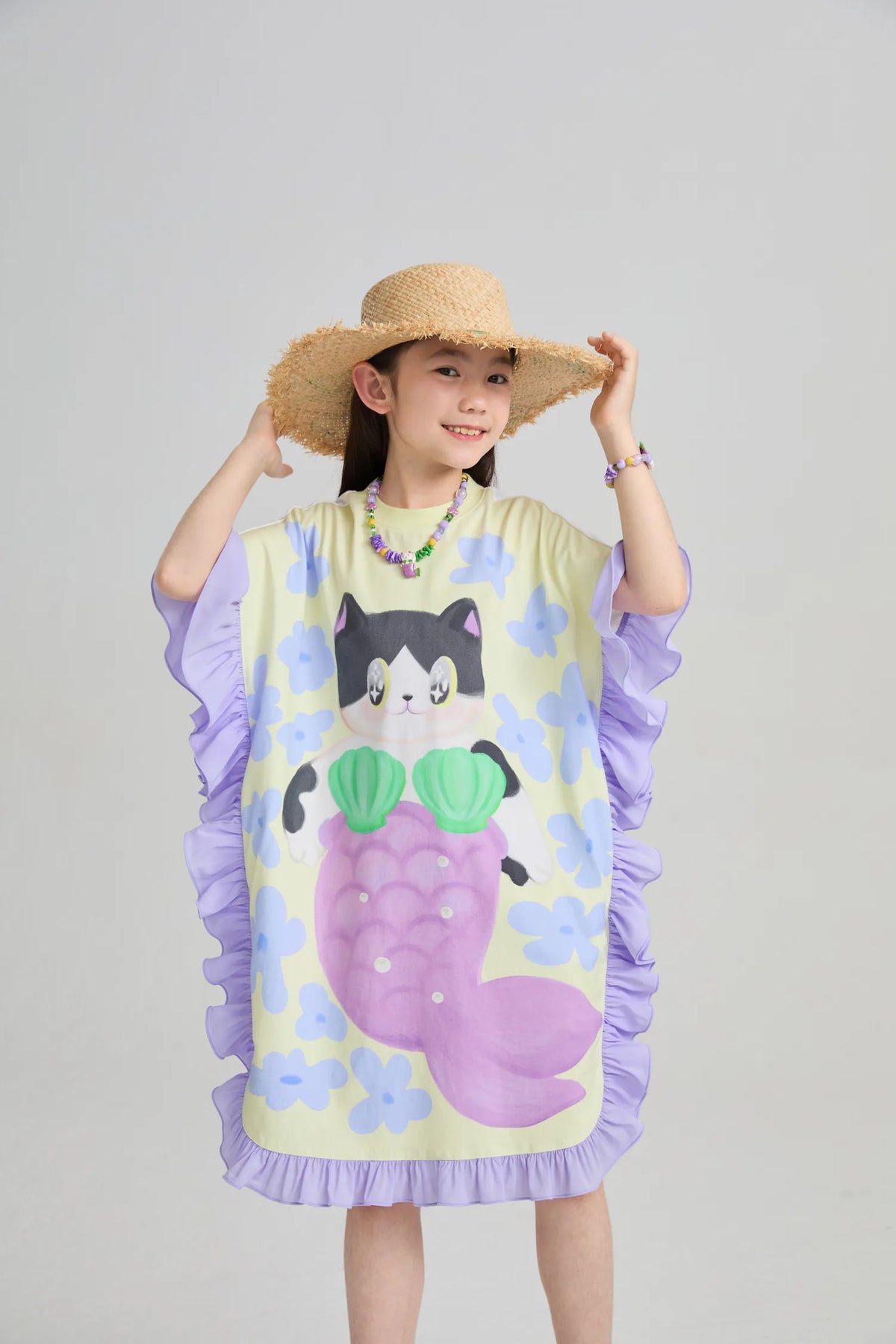Mermaid Cat Hawaiian Ruffle Dress by Poco Blush, image 6