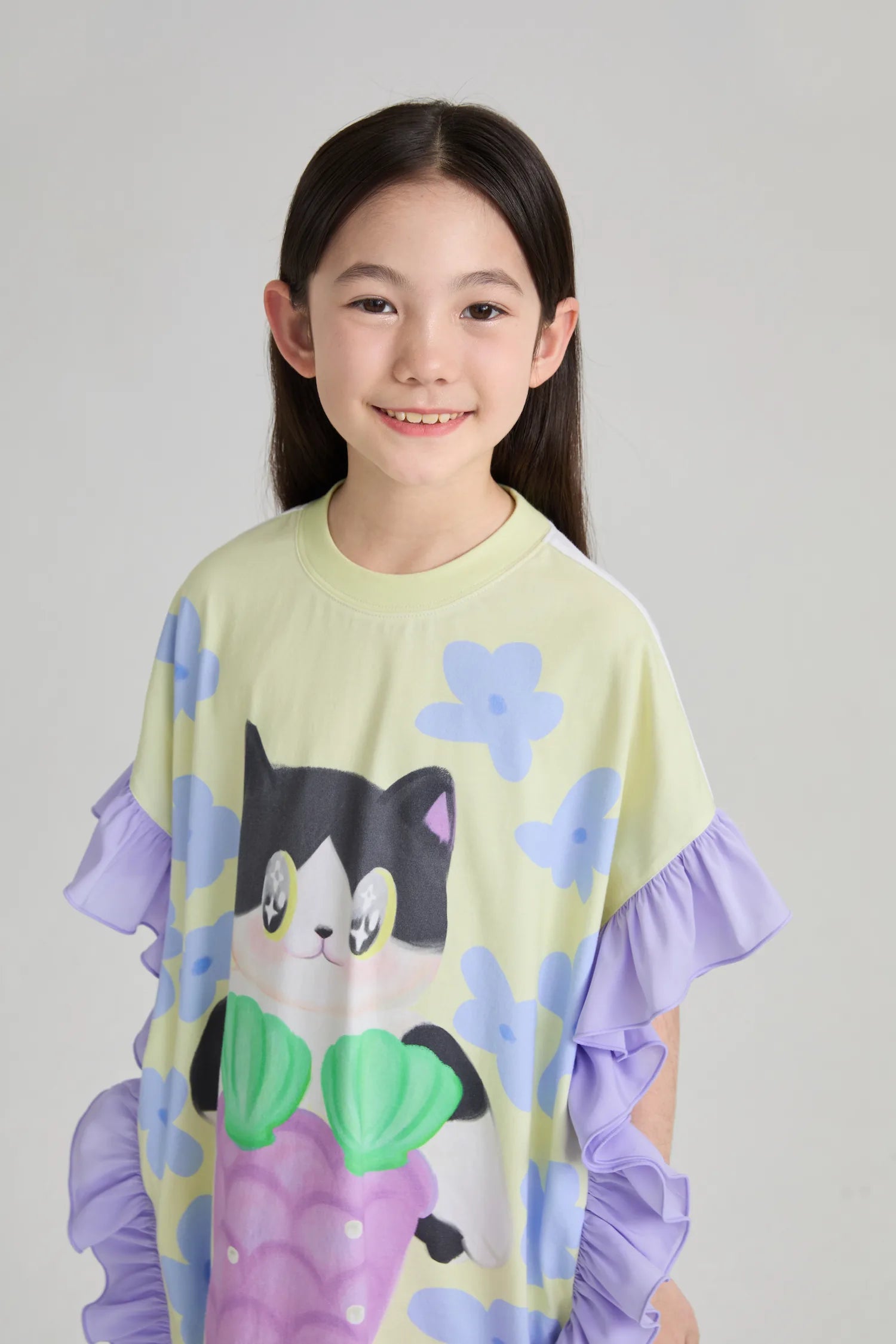 Poco Blush Mermaid Cat Hawaiian Ruffle Dress