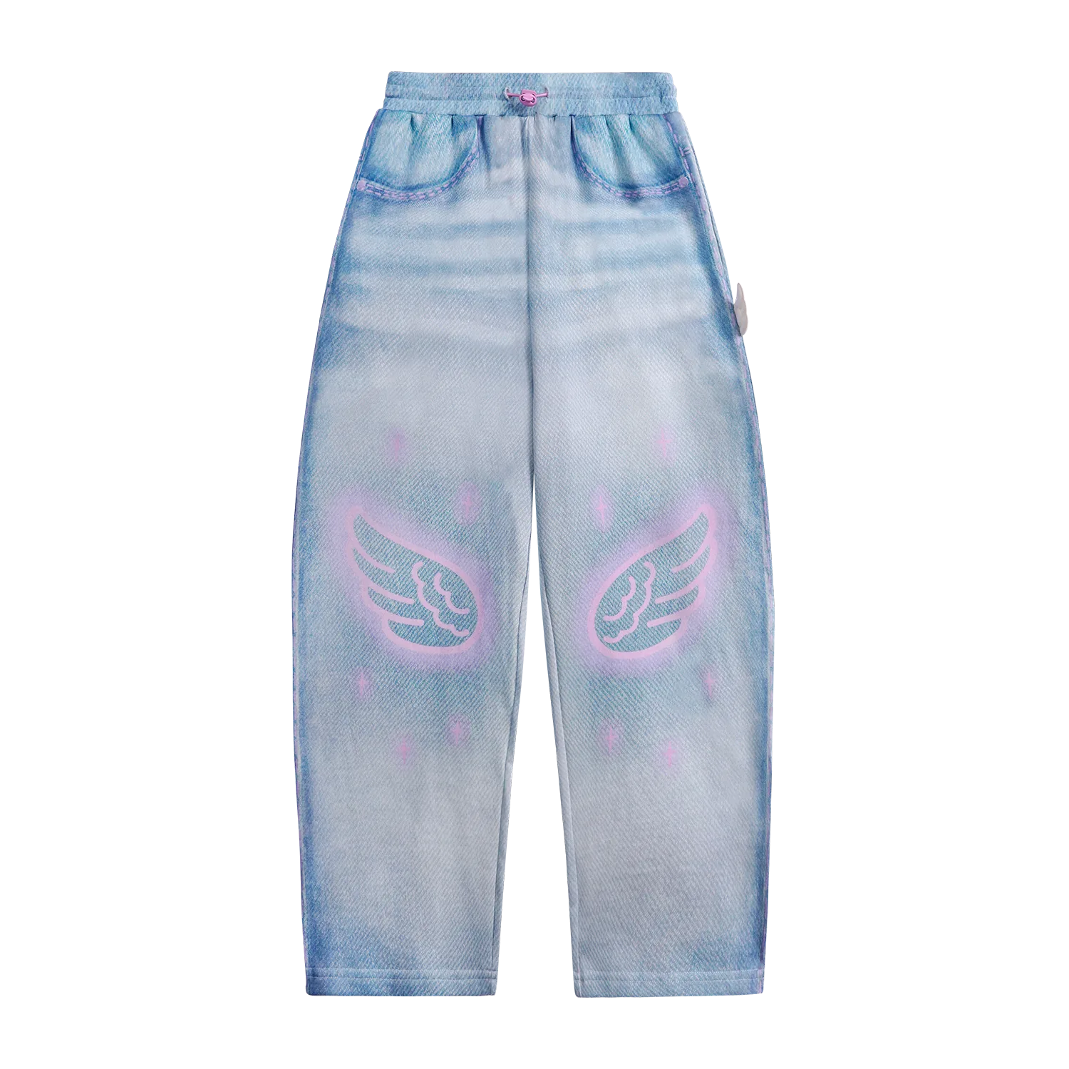 Poco Blush Denim Joggers with Wing Print