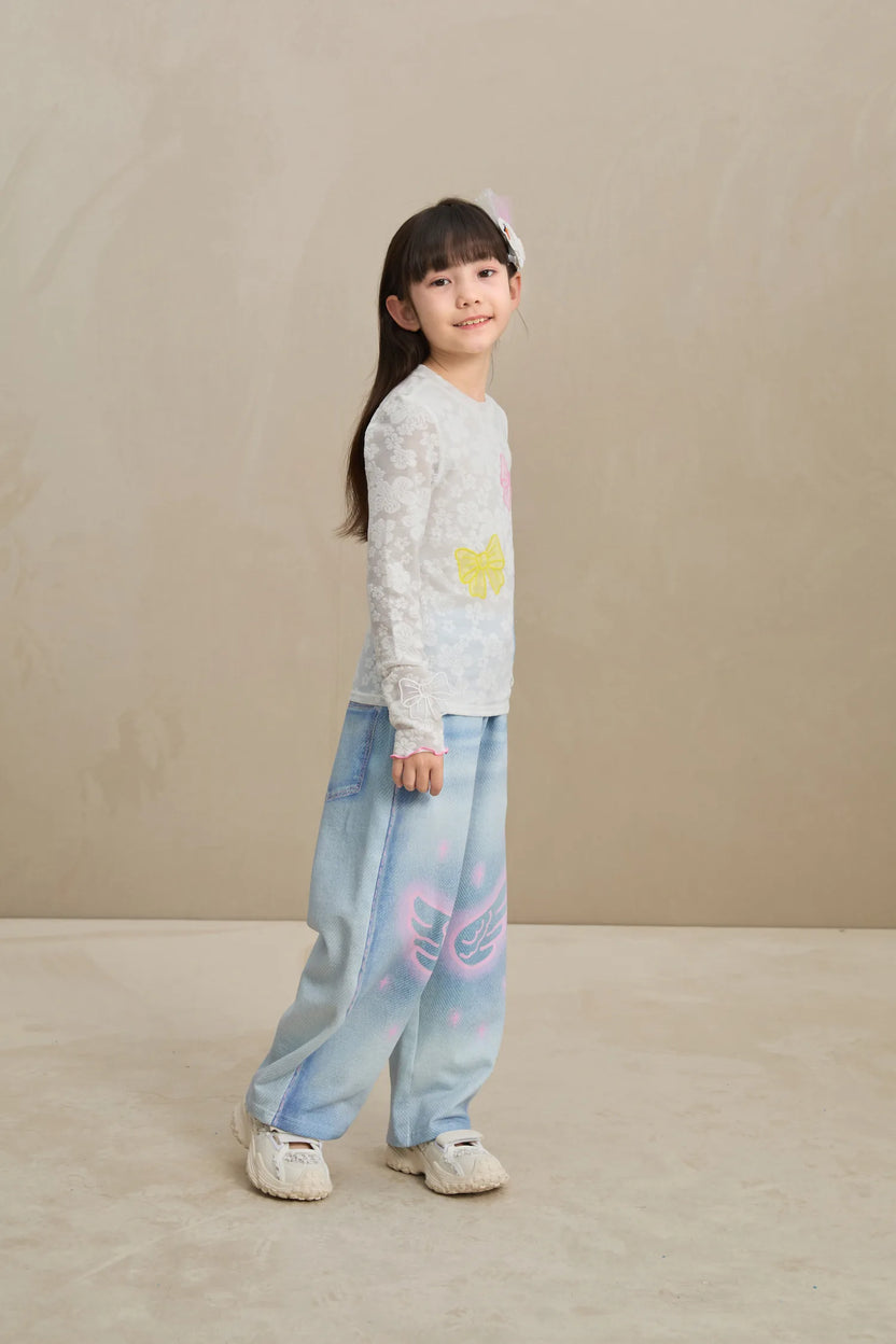 Denim Joggers with Wing Print by Poco Blush, image 10