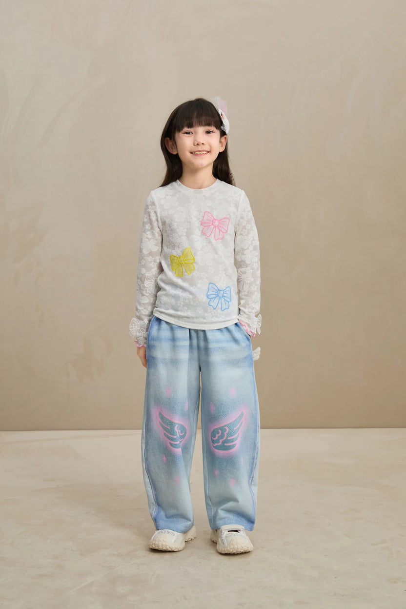 Denim Joggers with Wing Print by Poco Blush, image 11