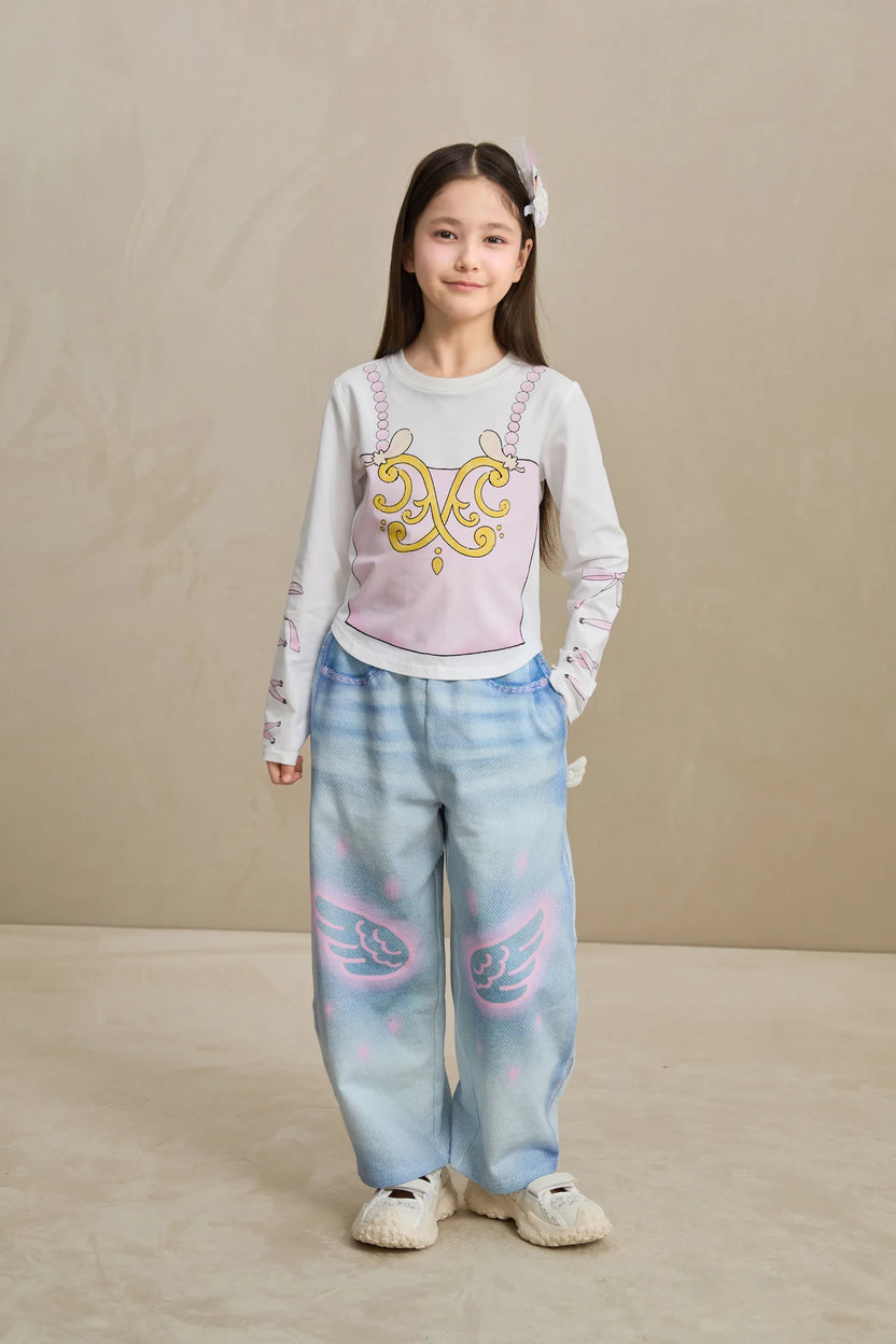 Denim Joggers with Wing Print by Poco Blush, image 20