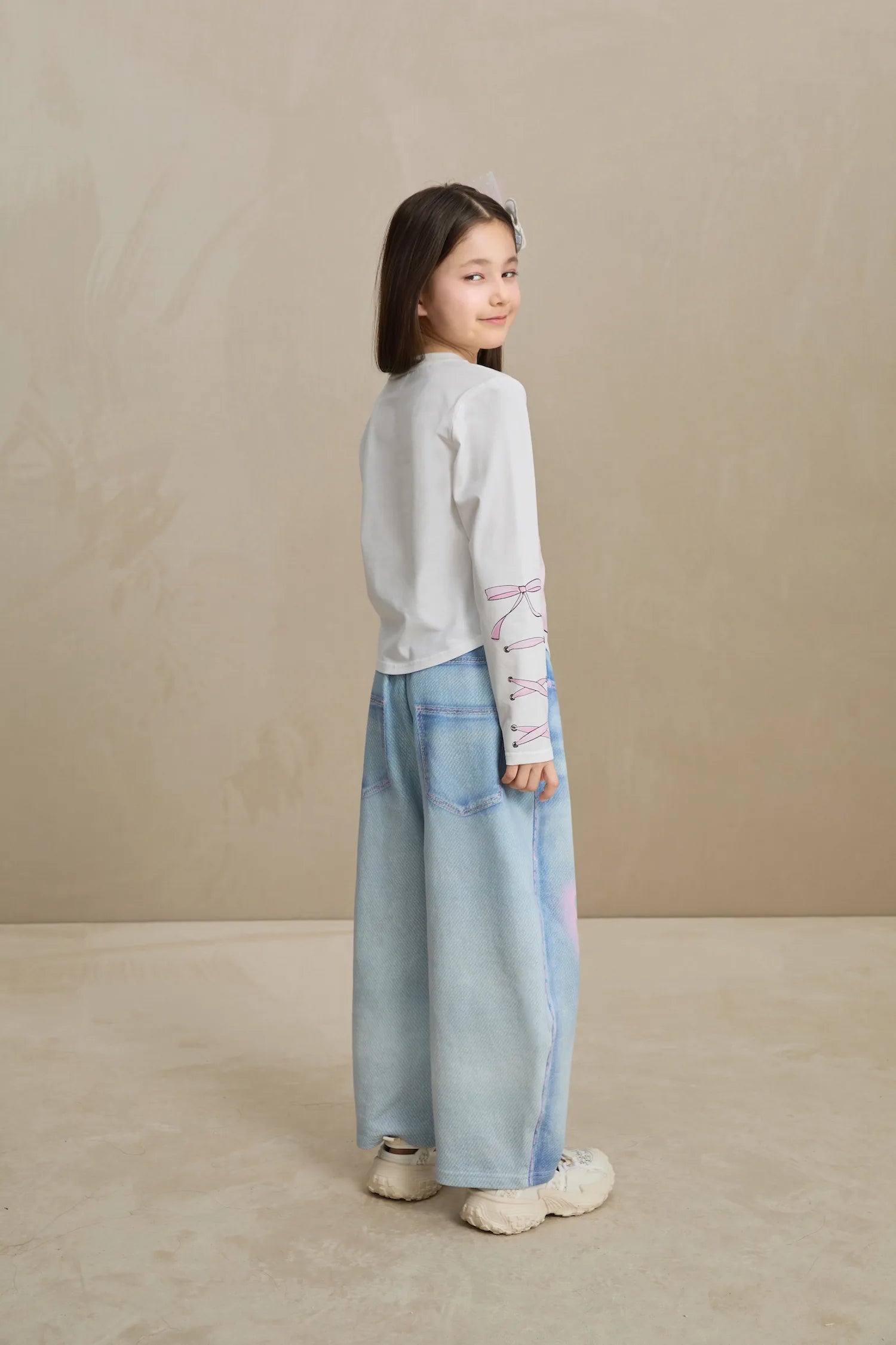 Poco Blush Denim Joggers with Wing Print