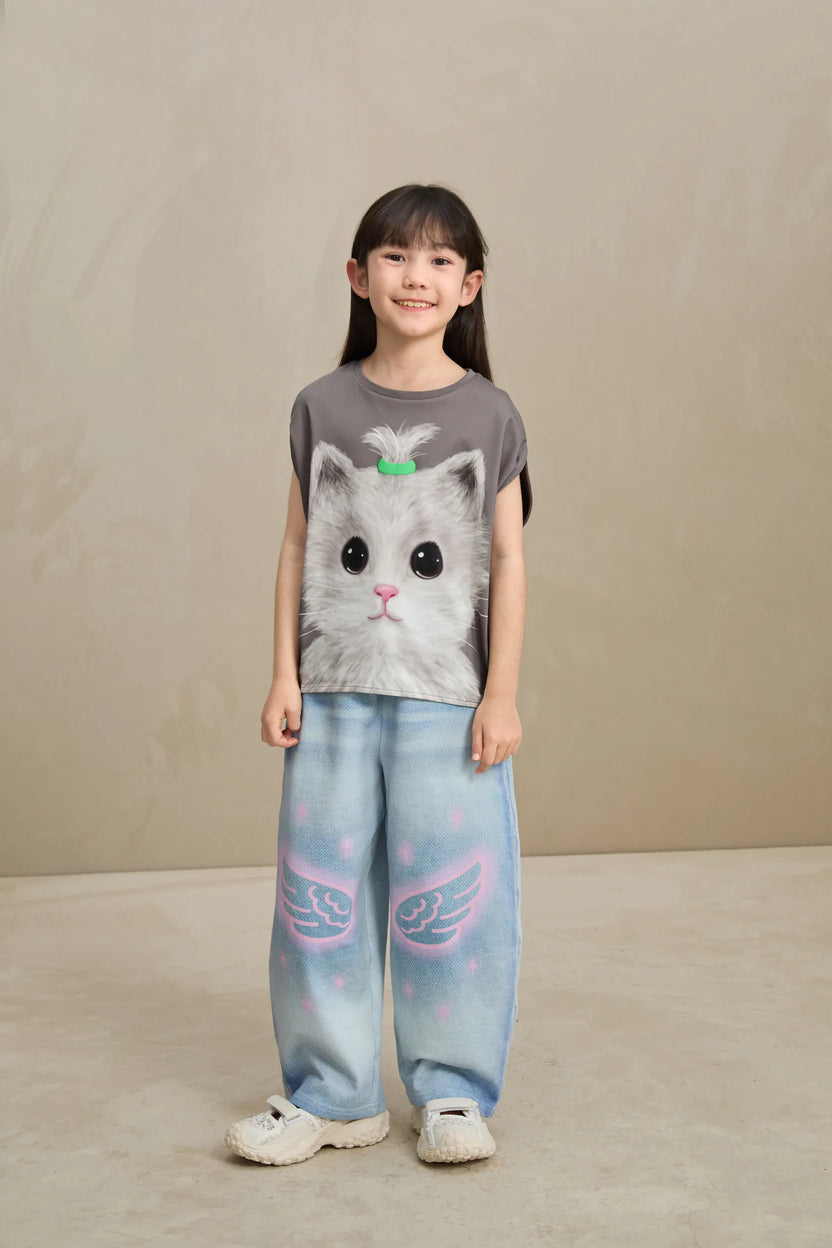 Denim Joggers with Wing Print by Poco Blush, image 8