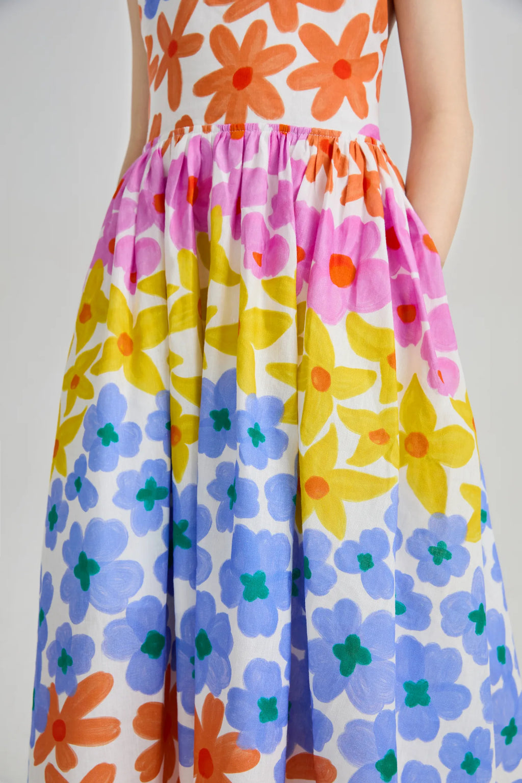 Poco Blush Tropical Linen Vacation Dress