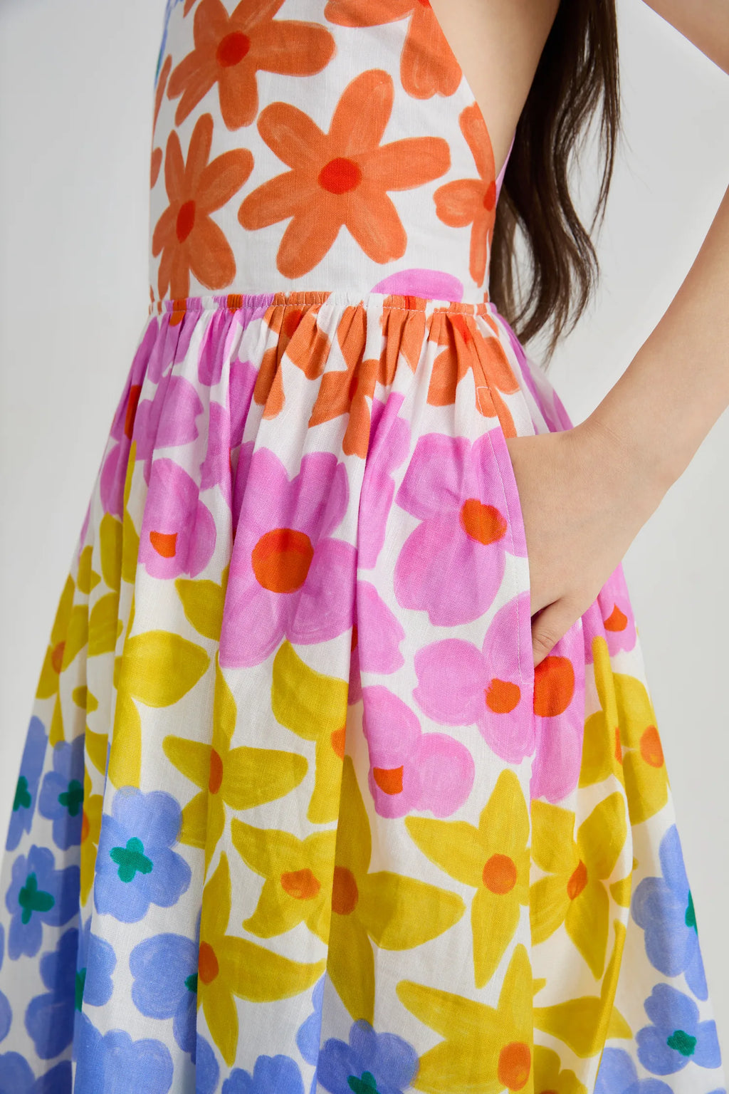 Poco Blush Tropical Linen Vacation Dress