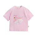 Poco Blush Embroidered Swan Tee with Wings