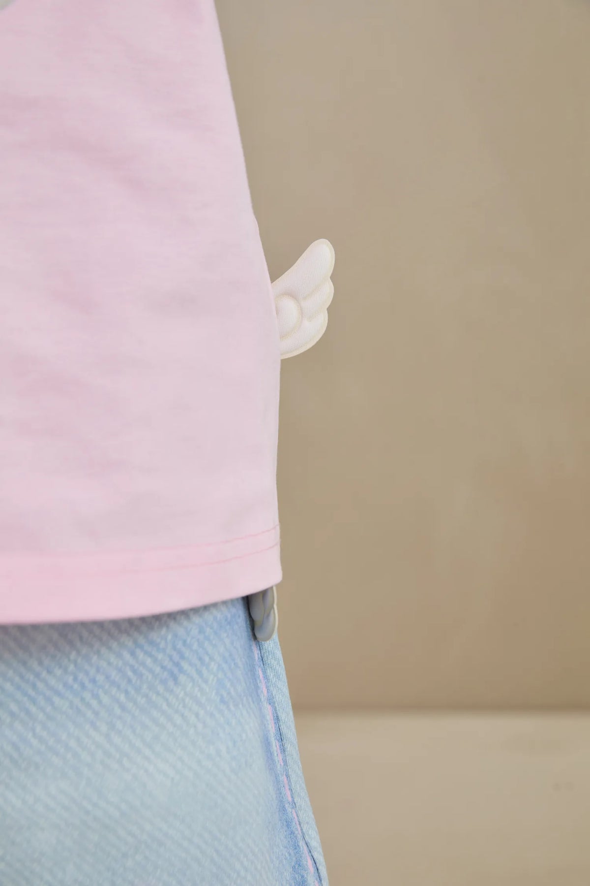 Poco Blush Embroidered Swan Tee with Wings