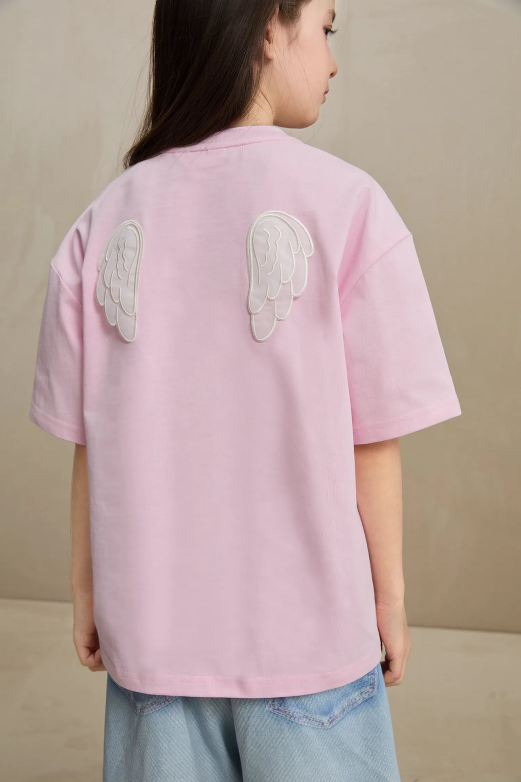 Poco Blush Embroidered Swan Tee with Wings