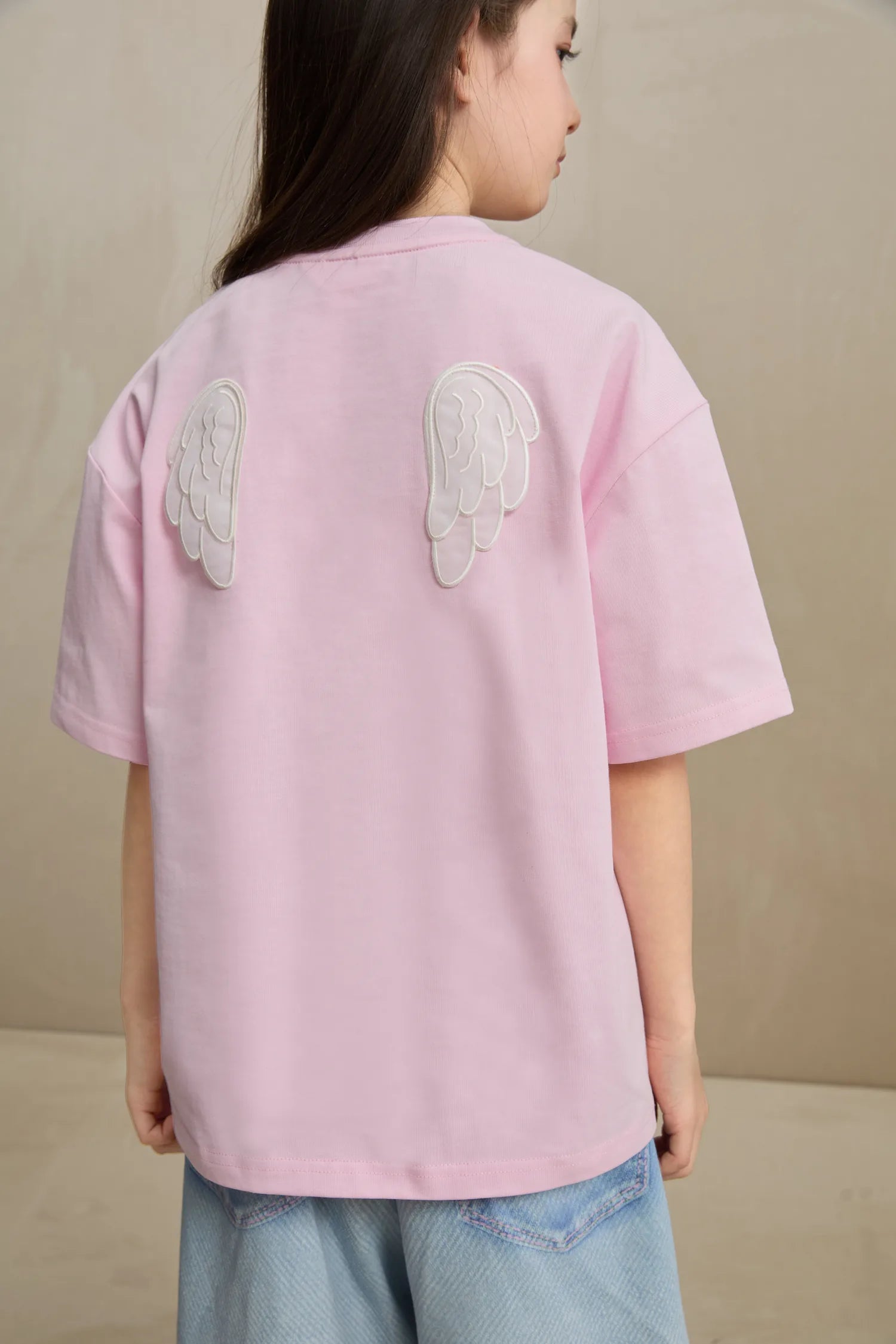 Poco Blush Embroidered Swan Tee with Wings