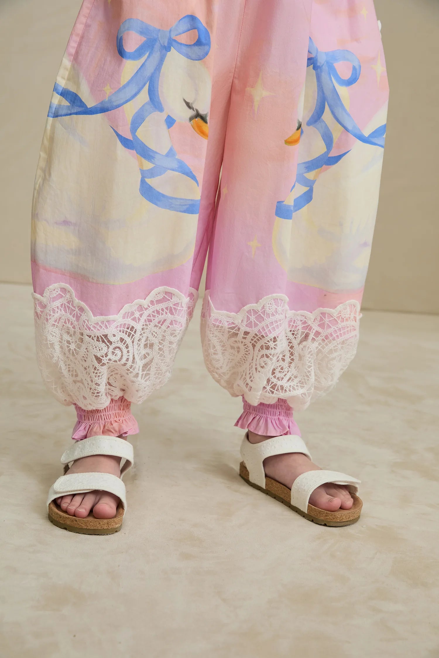 Poco Blush Swan Print Breezy Anti-Mosquito Pants