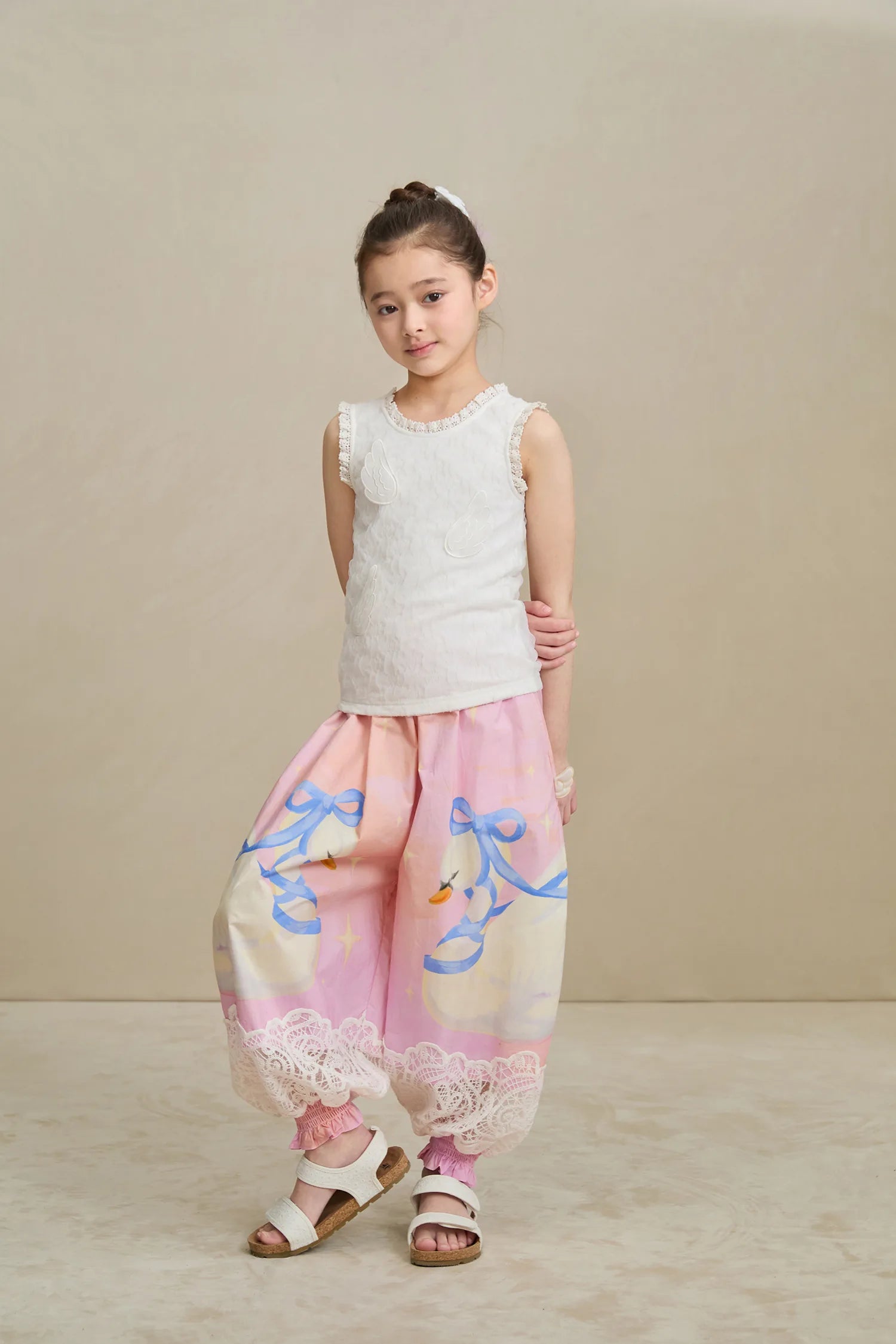 Poco Blush Swan Print Breezy Anti-Mosquito Pants