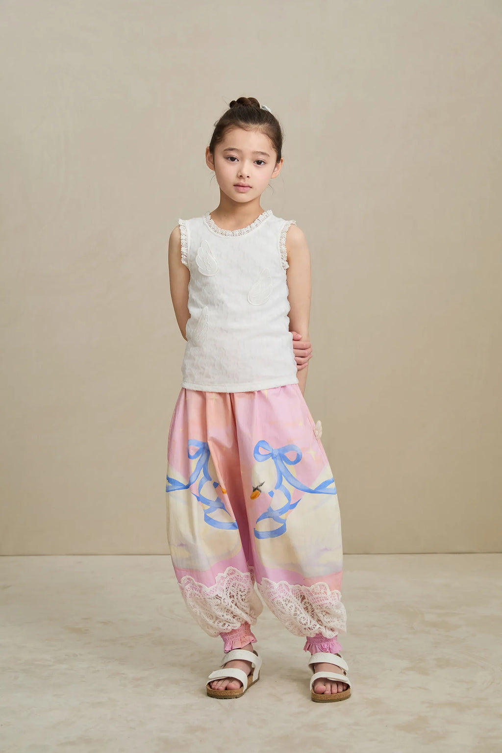 Poco Blush Swan Print Breezy Anti-Mosquito Pants