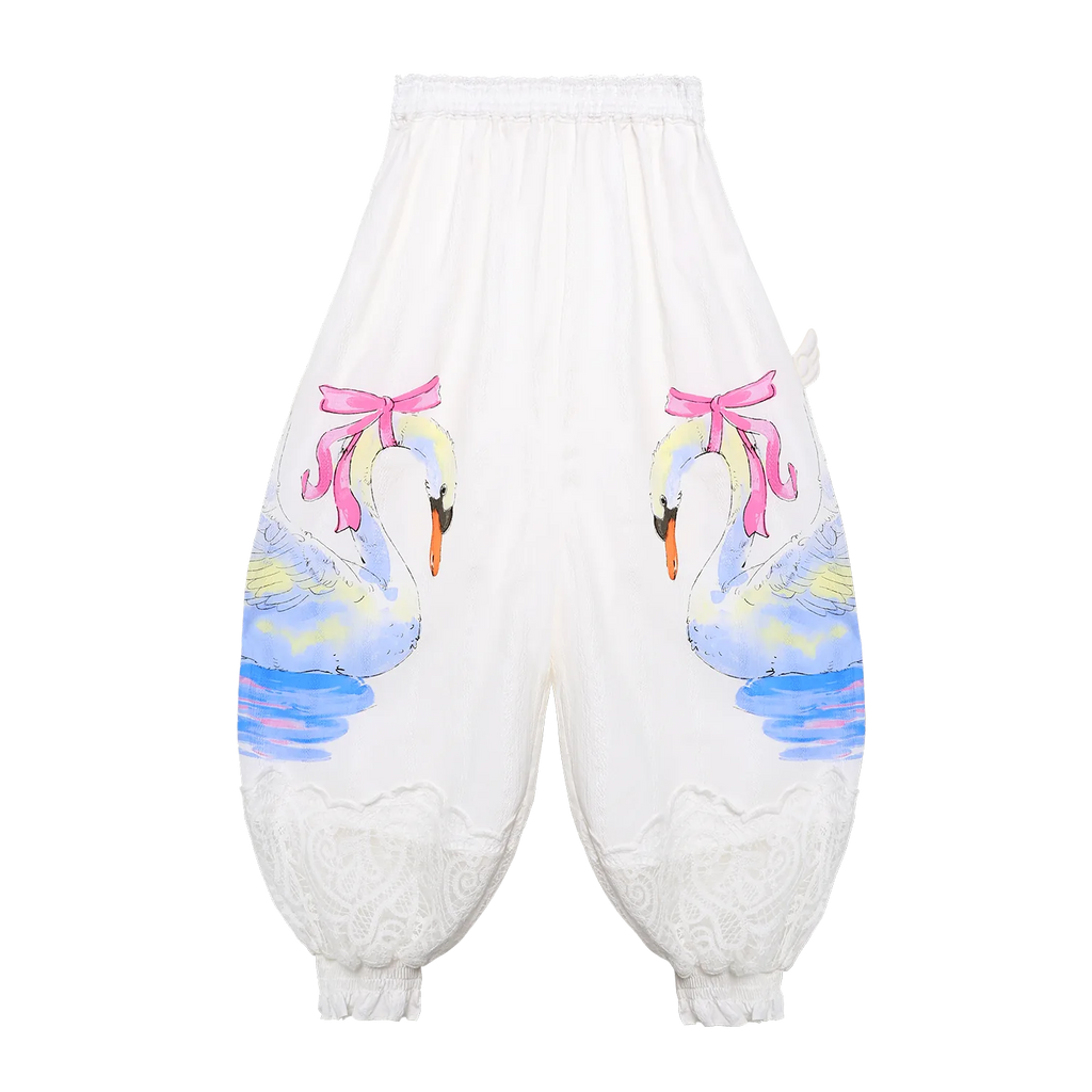 Poco Blush Swan Print Breezy Anti-Mosquito Pants