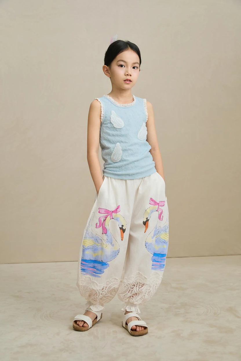 Poco Blush Swan Print Breezy Anti-Mosquito Pants