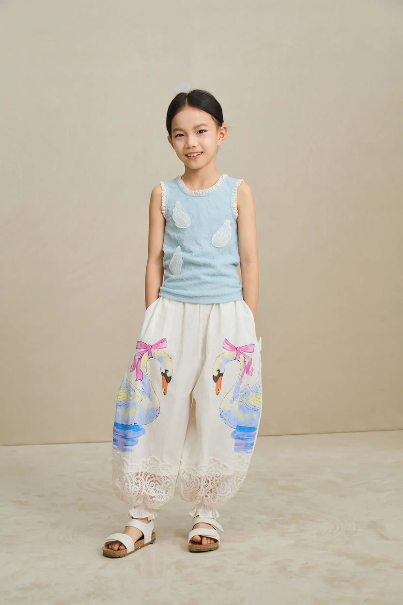 Poco Blush Swan Print Breezy Anti-Mosquito Pants