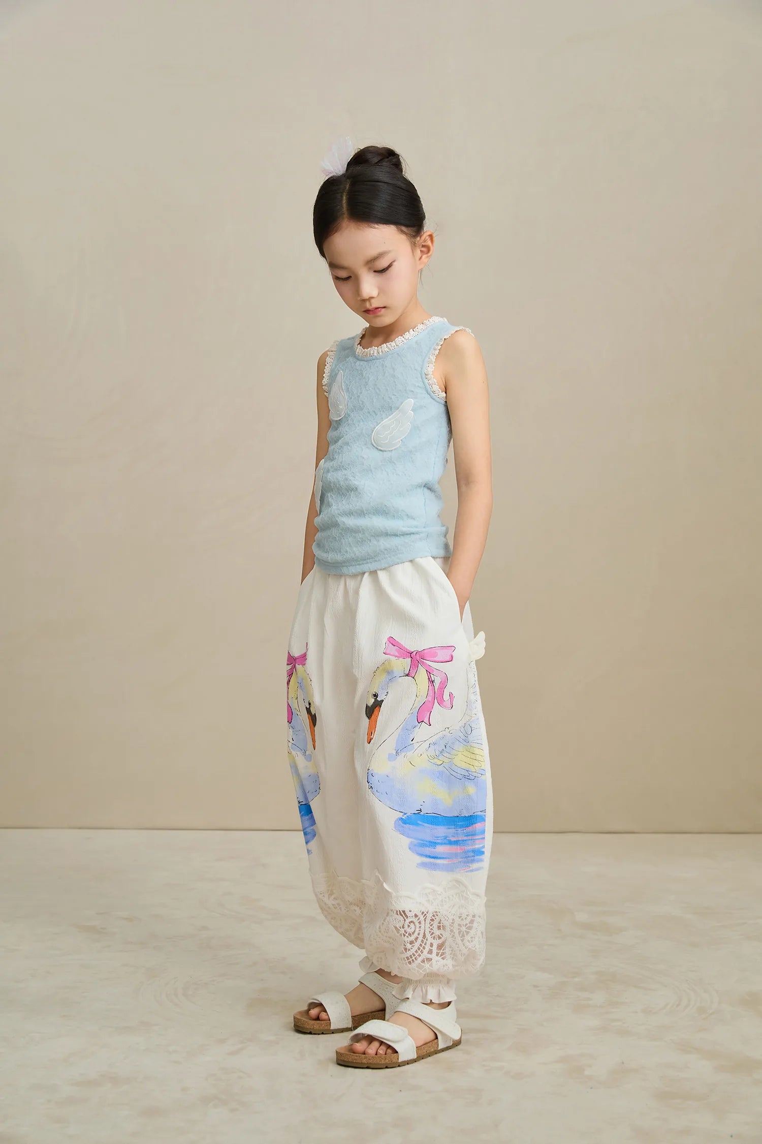 Poco Blush Swan Print Breezy Anti-Mosquito Pants