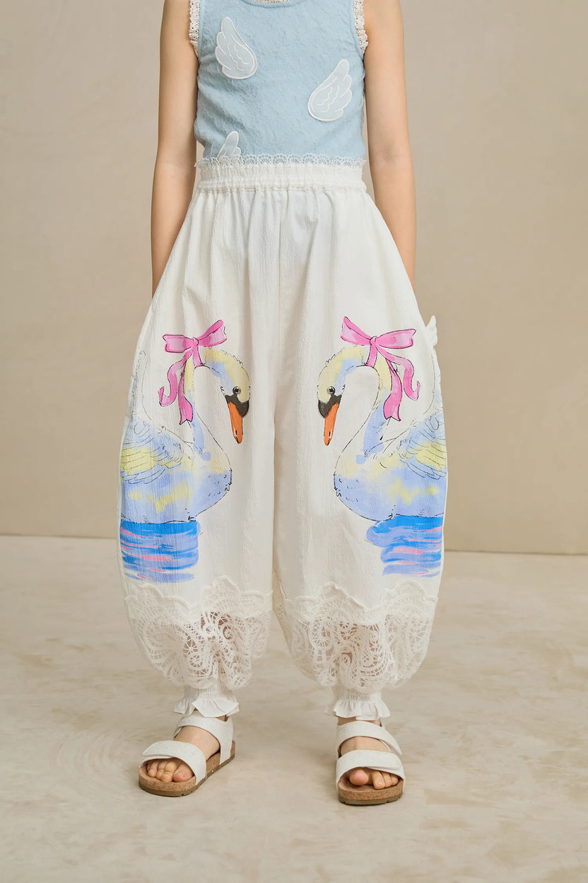 Poco Blush Swan Print Breezy Anti-Mosquito Pants