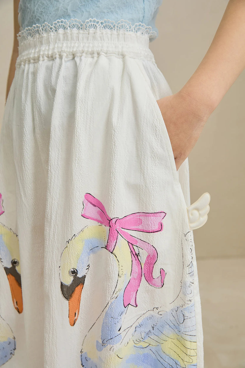 Poco Blush Swan Print Breezy Anti-Mosquito Pants