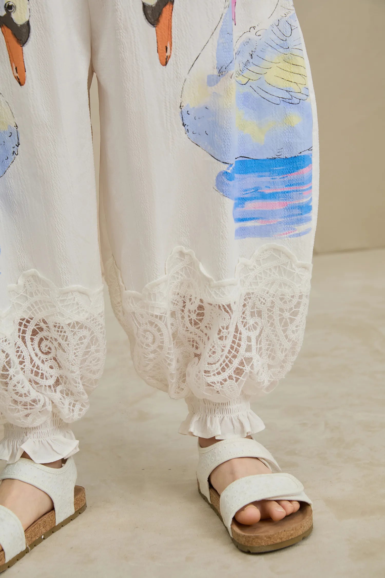 Poco Blush Swan Print Breezy Anti-Mosquito Pants
