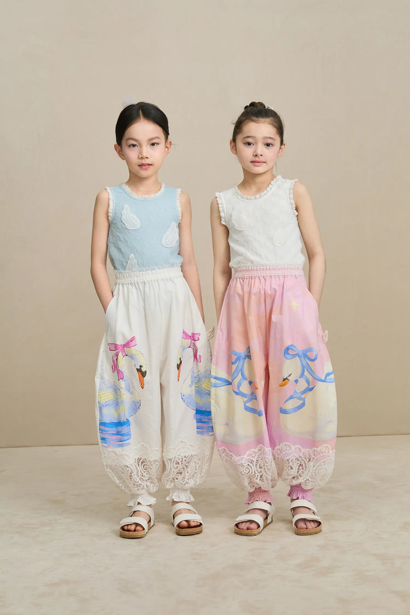 Poco Blush Swan Print Breezy Anti-Mosquito Pants