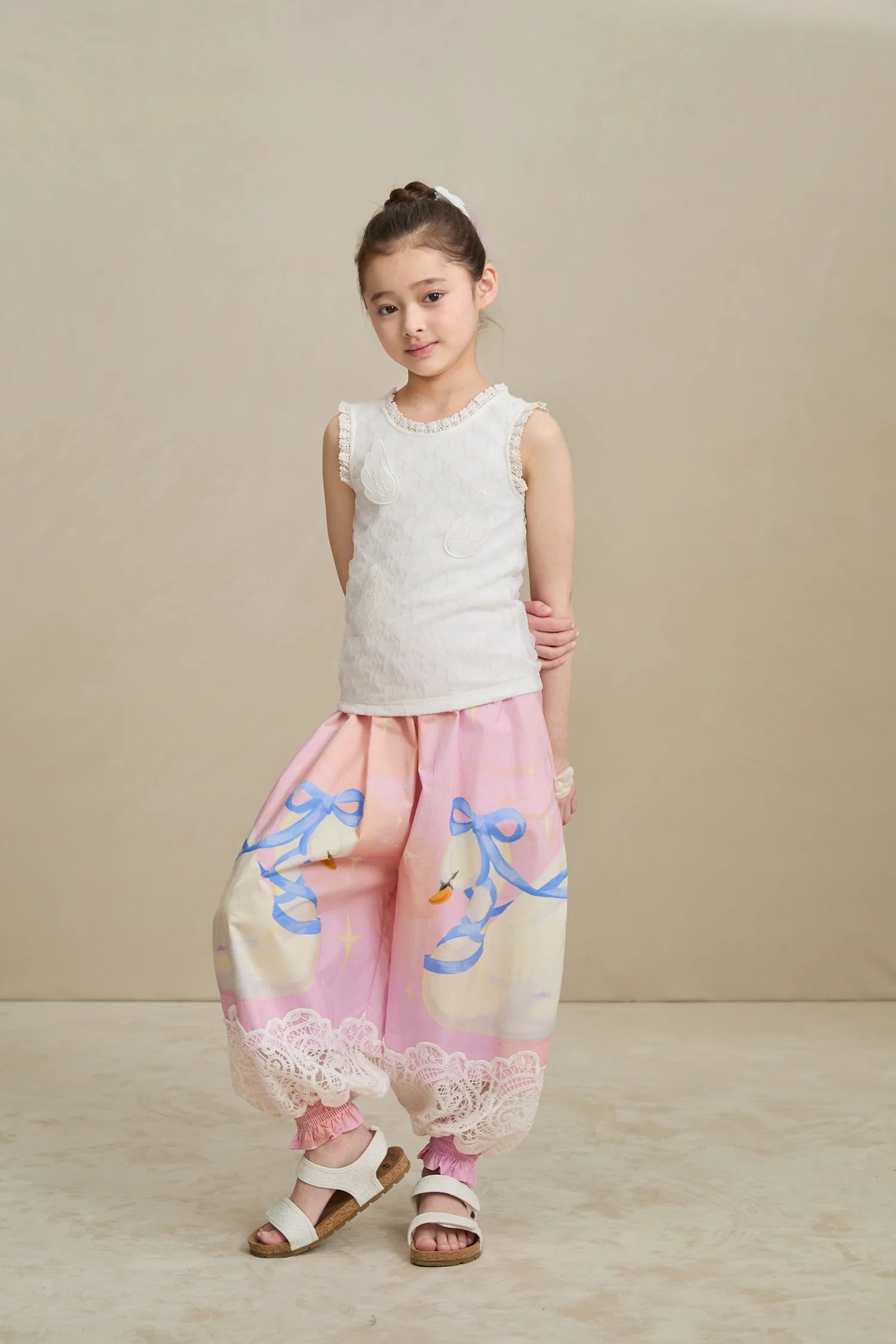Poco Blush Swan Print Breezy Anti-Mosquito Pants