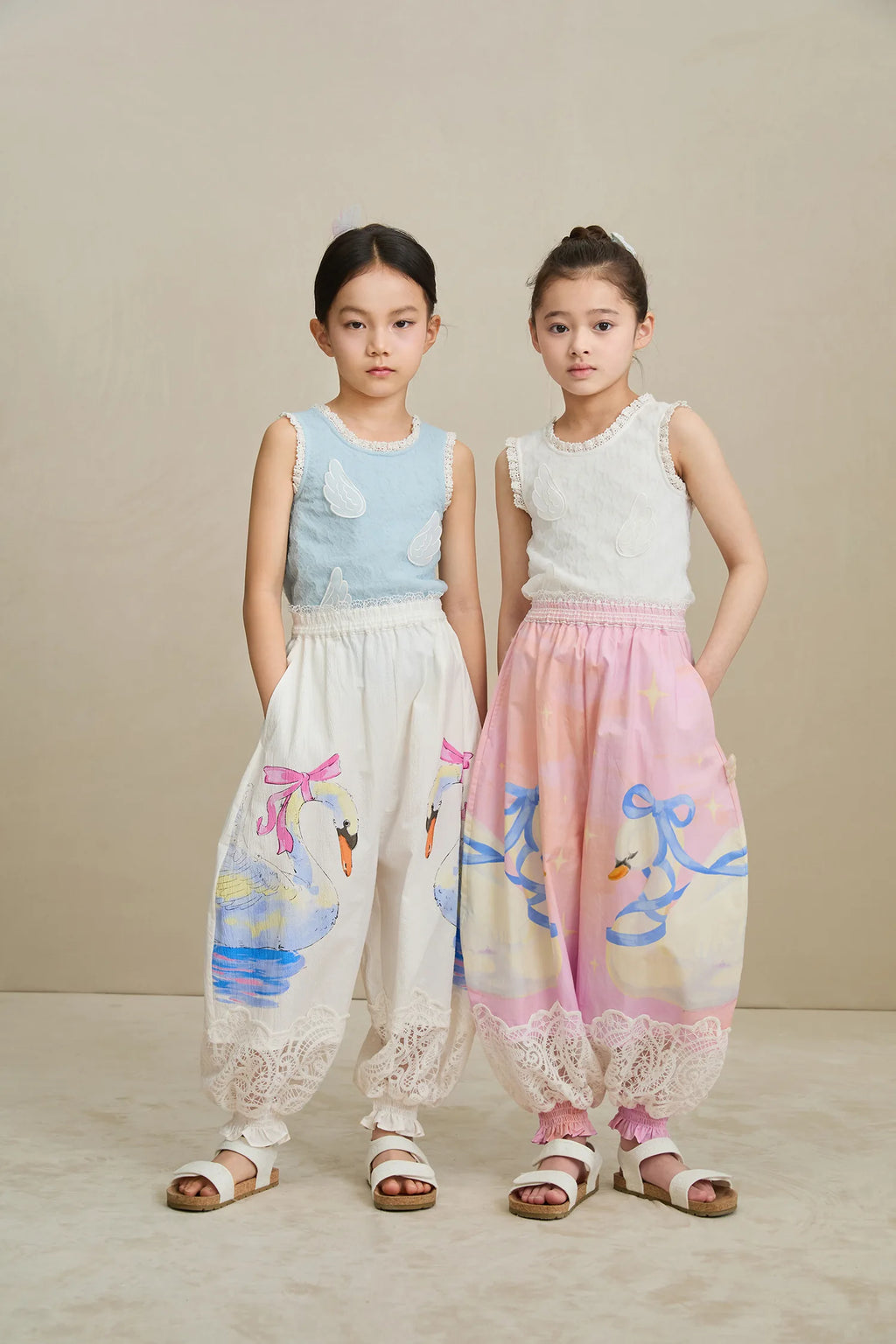 Poco Blush Swan Print Breezy Anti-Mosquito Pants