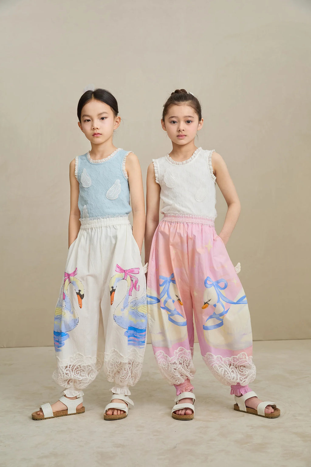 Poco Blush Swan Print Breezy Anti-Mosquito Pants