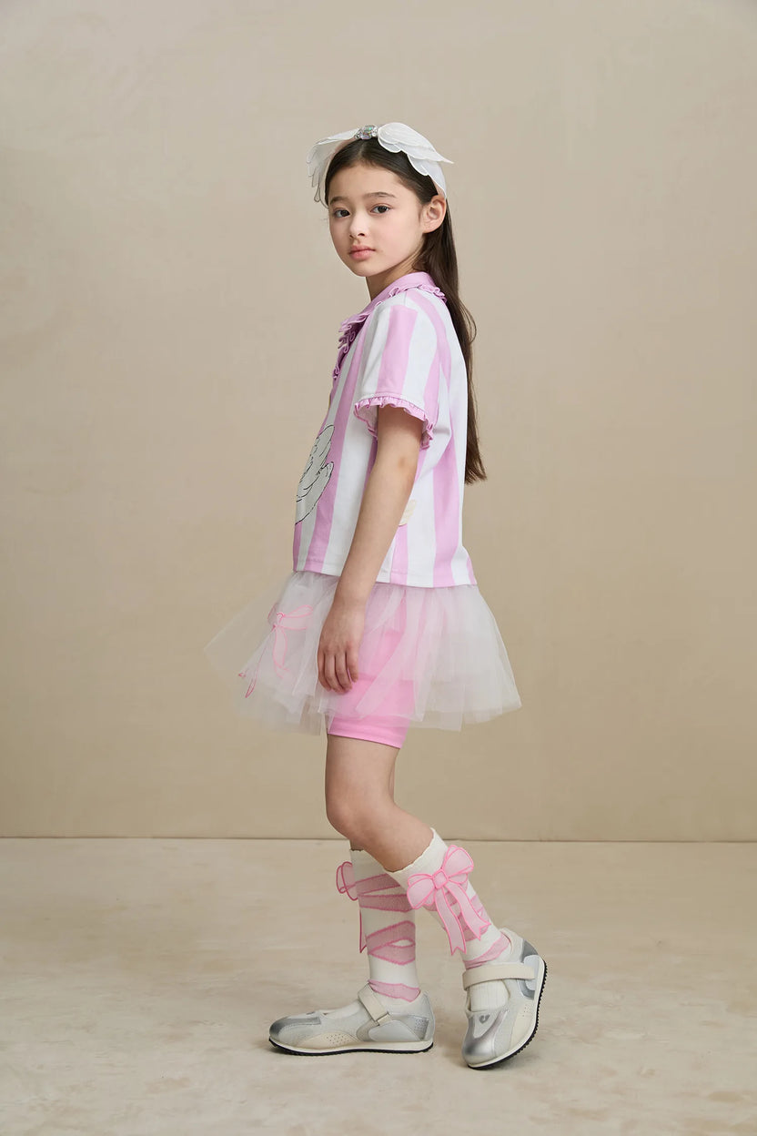 Swan Ballet Print Ruffle Polo Tee by Poco Blush, image 12