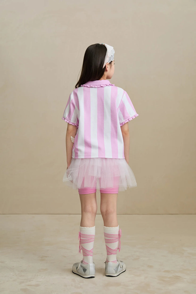 Swan Ballet Print Ruffle Polo Tee by Poco Blush, image 19