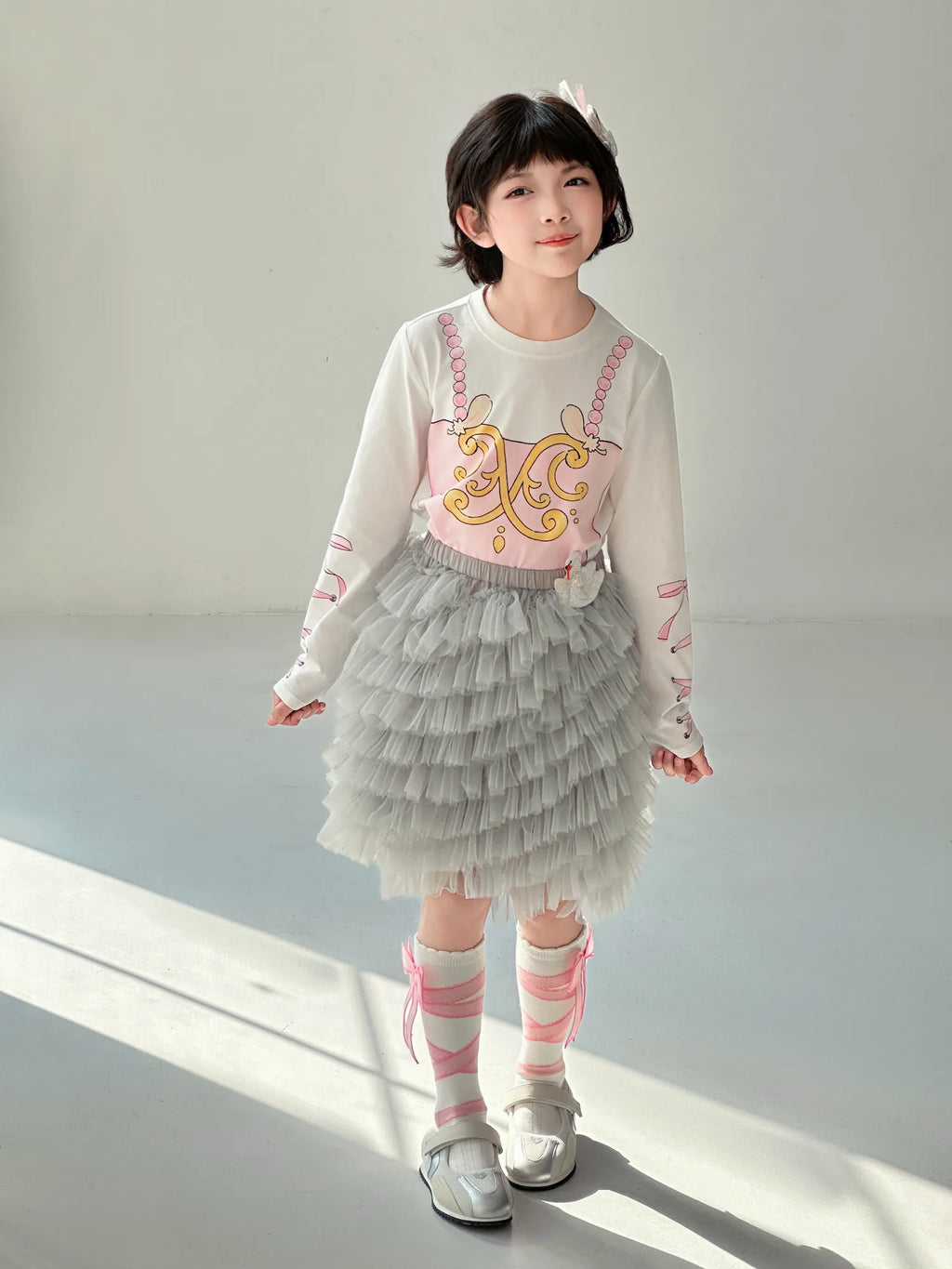 Poco Blush Swan Embroidered Tulle Skirt