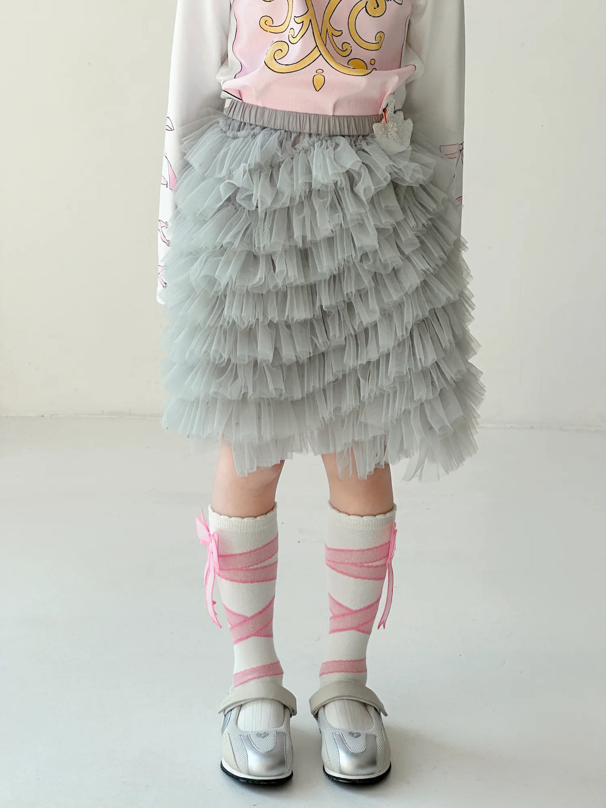 Poco Blush Swan Embroidered Tulle Skirt