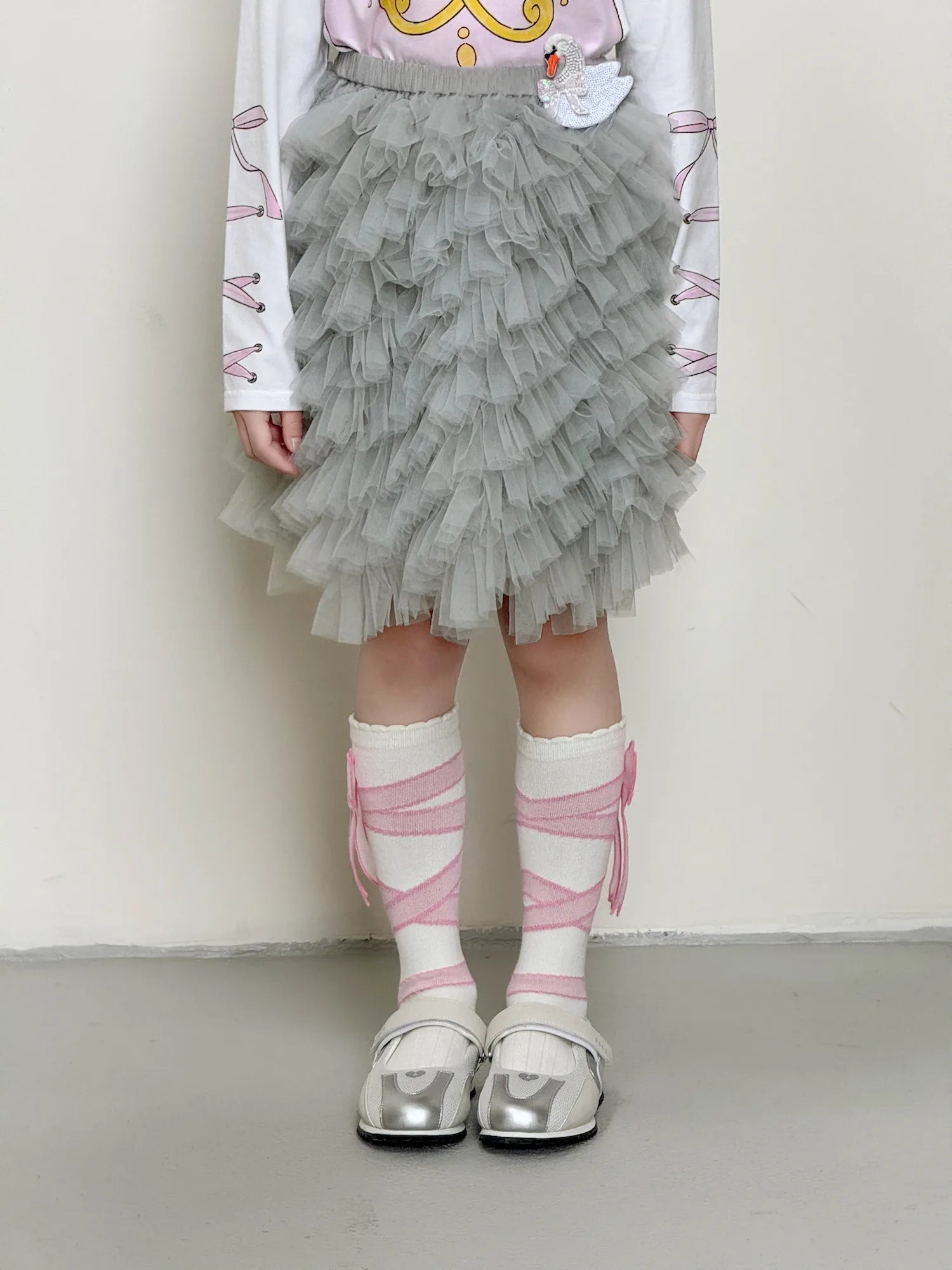 Poco Blush Swan Embroidered Tulle Skirt