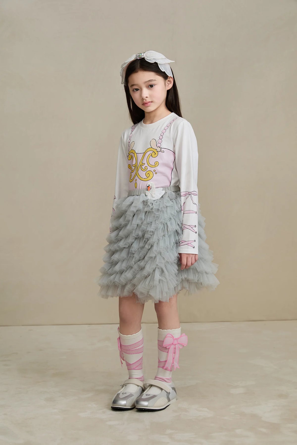 Poco Blush Swan Embroidered Tulle Skirt