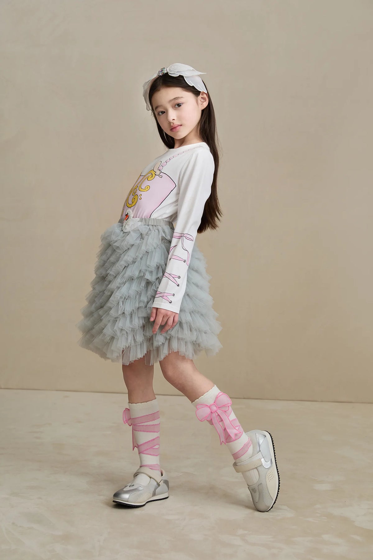 Poco Blush Swan Embroidered Tulle Skirt