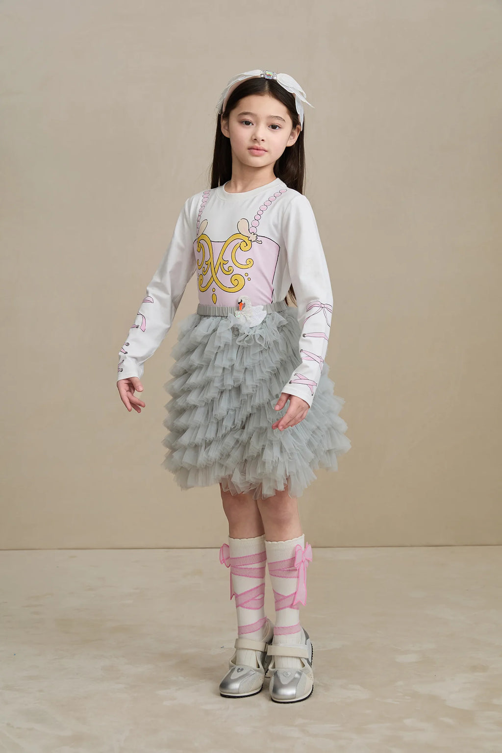 Poco Blush Swan Embroidered Tulle Skirt