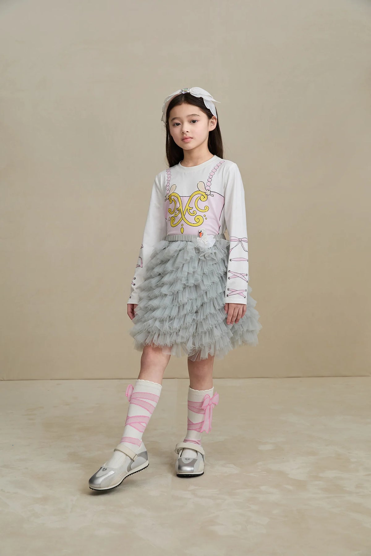 Poco Blush Swan Embroidered Tulle Skirt
