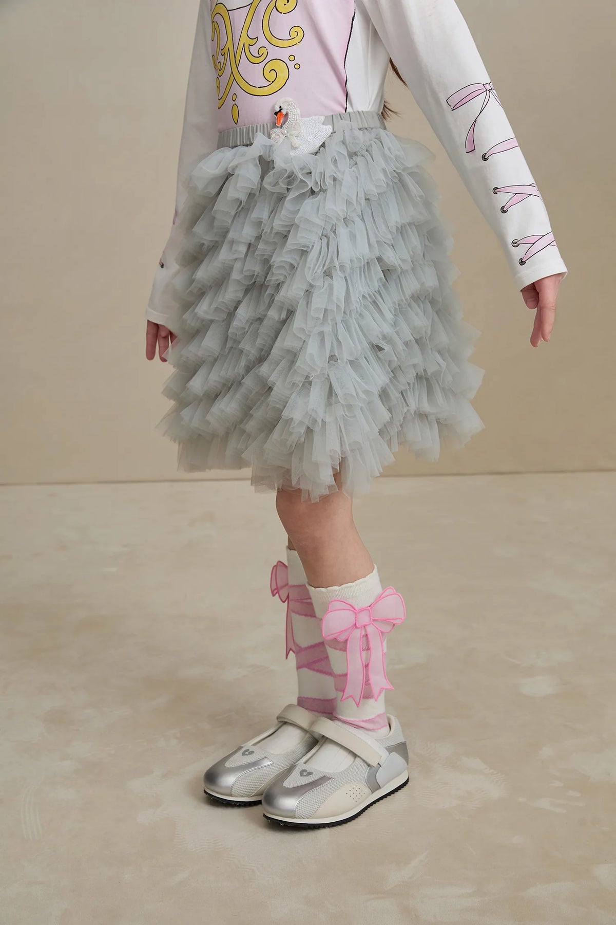 Poco Blush Swan Embroidered Tulle Skirt