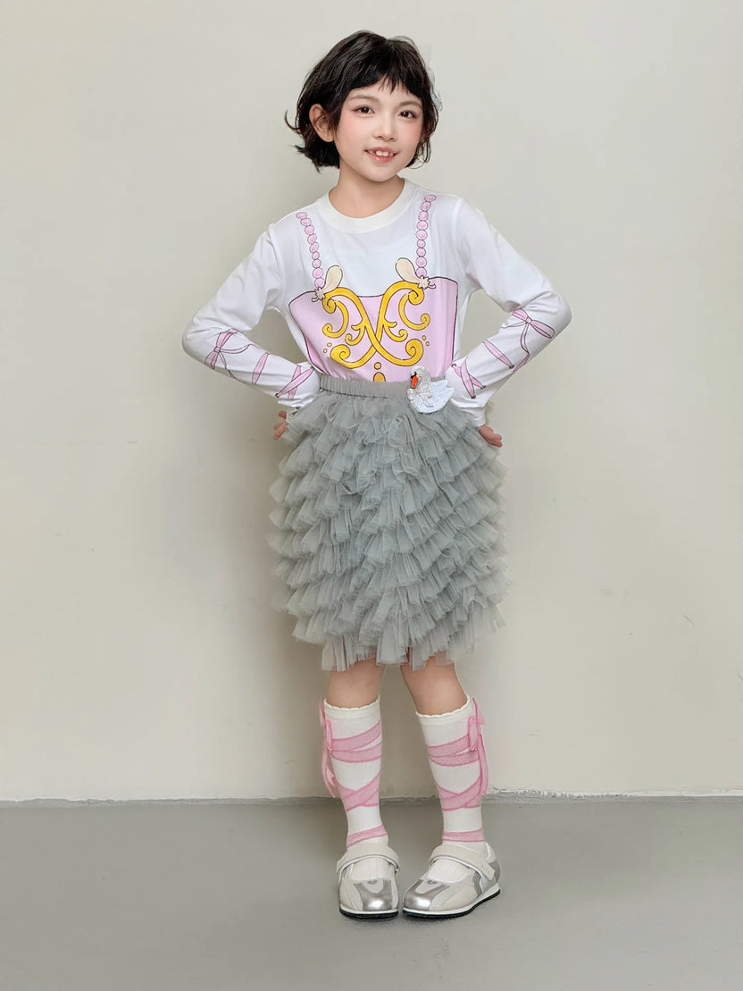 Swan Embroidered Tulle Skirt by Poco Blush, image 5