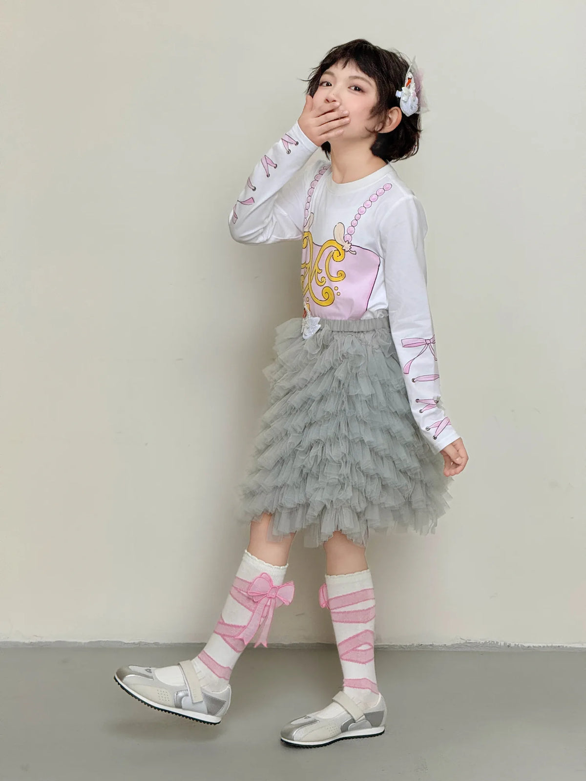 Poco Blush Swan Embroidered Tulle Skirt